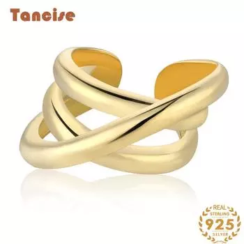 Танцизное классическое кольцо из стерлингового серебра 925 пробы, женские ювелирные изделия, свадебное обещание, подарок для вечеринки Open золотой