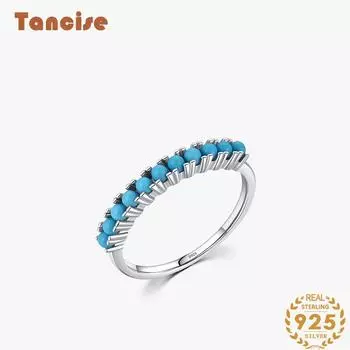 Танцизное классическое кольцо из стерлингового серебра 925 пробы с бирюзой, женские украшения, свадебное обещание, подарок для вечеринки 5