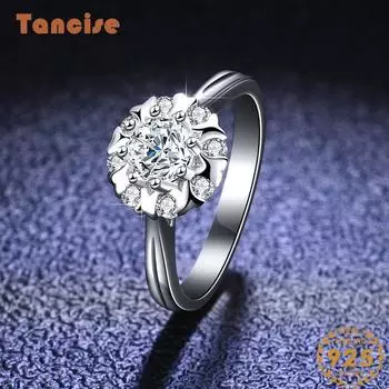 Танцизное классическое кольцо из стерлингового серебра 925 пробы с муассанитом, женские ювелирные изделия, свадебное обещание, подарок для вечеринки 10 серебряный