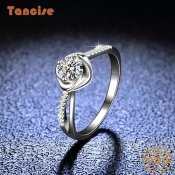 Танцизное классическое кольцо из стерлингового серебра 925 пробы с муассанитом, женские ювелирные изделия, свадебное обещание, подарок для вечеринки 10 серебряный