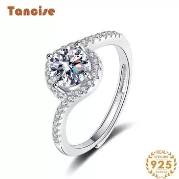 Танцизное классическое кольцо из стерлингового серебра 925 пробы с муассанитом, женские ювелирные изделия, свадебное обещание, подарок для вечеринки 1CT серебряный