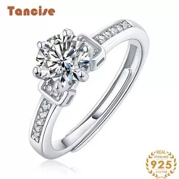 Танцизное классическое кольцо из стерлингового серебра 925 пробы с муассанитом, женские ювелирные изделия, свадебное обещание, подарок для вечеринки 0.5CT серебряный