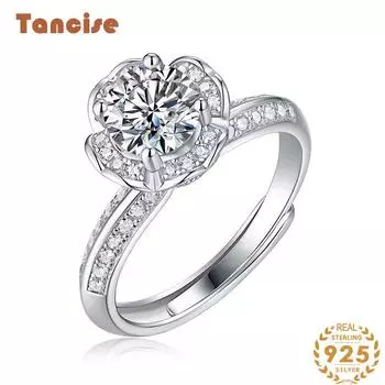 Танцизное классическое кольцо из стерлингового серебра 925 пробы, женские ювелирные изделия, свадебное обещание, подарок для вечеринки 1CT серебряный