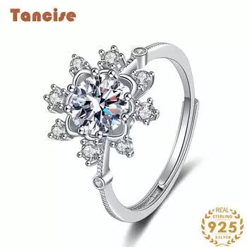 Танцизное классическое кольцо из стерлингового серебра 925 пробы с муассанитом, женские ювелирные изделия, свадебное обещание, подарок для вечеринки 1CT серебряный