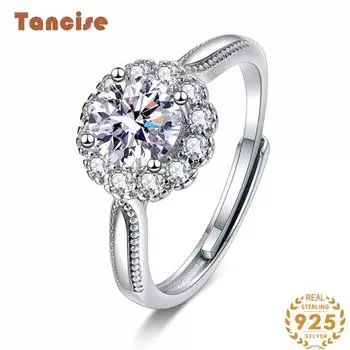 Танцизное классическое кольцо из стерлингового серебра 925 пробы с муассанитом, женские ювелирные изделия, свадебное обещание, подарок для вечеринки 1CT серебряный