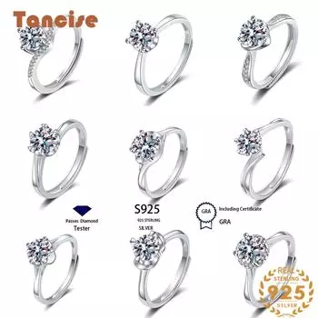 Танцизное классическое кольцо из стерлингового серебра 925 пробы с муассанитом, женские ювелирные изделия, свадебное обещание, подарок для вечеринки PMJ089 серебряный