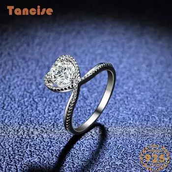 Танцизное классическое кольцо из стерлингового серебра 925 пробы с муассанитом, женские ювелирные изделия, свадебное обещание, подарок для вечеринки 10 серебряный