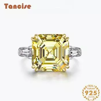 Танцизное классическое кольцо из стерлингового серебра 925 пробы, 14 карат, 12*12 цирконов, женские украшения, свадебный подарок, вечеринка 5 белый