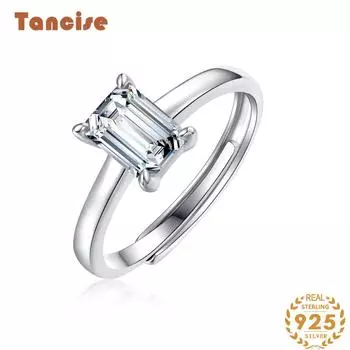 Танцизное классическое кольцо из стерлингового серебра 925 пробы с муассанитом, женские ювелирные изделия, свадебное обещание, подарок для вечеринки 1CT серебряный
