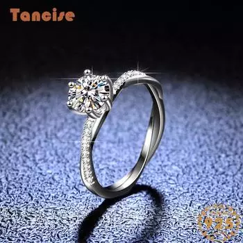 Танцизное классическое кольцо из стерлингового серебра 925 пробы с муассанитом, женские ювелирные изделия, свадебное обещание, подарок для вечеринки 0.5CT/10 серебряный