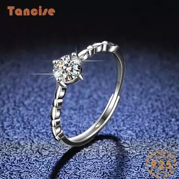 Танцизное классическое кольцо из стерлингового серебра 925 пробы с муассанитом, женские ювелирные изделия, свадебное обещание, подарок для вечеринки 10 серебряный
