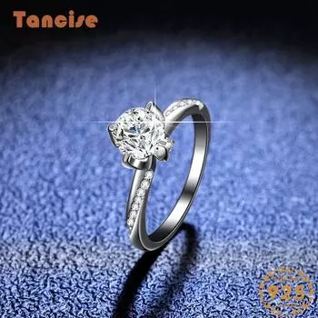 Танцизное классическое кольцо из стерлингового серебра 925 пробы с муассанитом, женские ювелирные изделия, свадебное обещание, подарок для вечеринки 10 серебряный