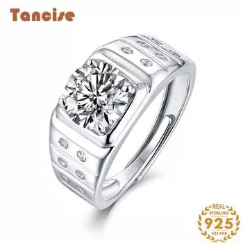 Танцизное мужское классическое кольцо из стерлингового серебра 925 пробы с муассанитом, женские ювелирные изделия, свадебное обещание, подарок для вечеринки 2CT серебряный