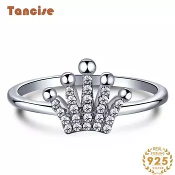 Танцизное женское классическое кольцо из стерлингового серебра 925 пробы с цирконом, женские ювелирные изделия, свадебное обещание, подарок для вечеринки 5 серебряный