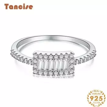 Танцизное женское классическое кольцо из стерлингового серебра 925 пробы с цирконом, женские ювелирные изделия, свадебное обещание, подарок для вечеринки 5 серебряный
