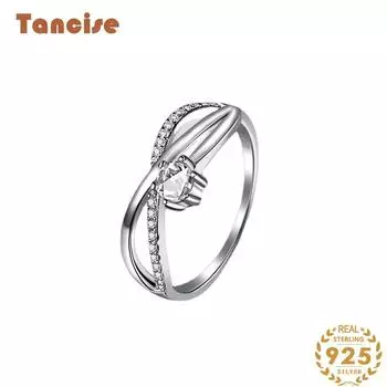 Танцизное женское классическое кольцо из стерлингового серебра 925 пробы с цирконом, женские ювелирные изделия, свадебное обещание, подарок для вечеринки 5 серебряный