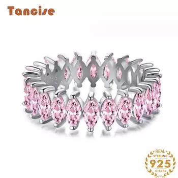 Танцизное женское классическое кольцо из стерлингового серебра 925 пробы с цирконом, женские ювелирные изделия, свадебное обещание, подарок для вечеринки 6 розовый