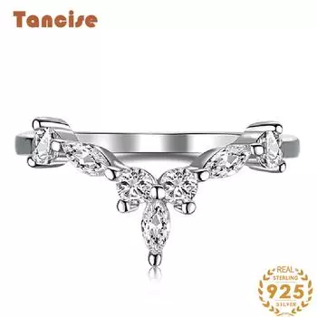 Танцизное женское классическое кольцо из стерлингового серебра 925 пробы с цирконом, женские ювелирные изделия, свадебное обещание, подарок для вечеринки 5 серебряный