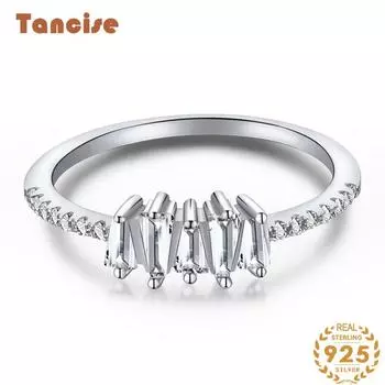 Танцизное женское классическое кольцо из стерлингового серебра 925 пробы с цирконом, женские ювелирные изделия, свадебное обещание, подарок для вечеринки 5 серебряный