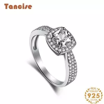 Танцизное женское классическое кольцо из стерлингового серебра 925 пробы с цирконом, женские ювелирные изделия, свадебное обещание, подарок для вечеринки 5 серебряный