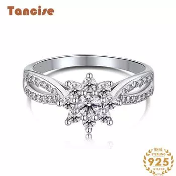 Танцизное женское классическое кольцо из стерлингового серебра 925 пробы с цирконом, женские ювелирные изделия, свадебное обещание, подарок для вечеринки 5 серебряный