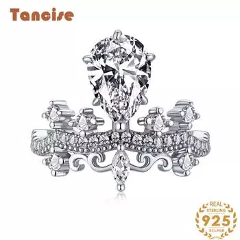 Танцизное женское классическое кольцо из стерлингового серебра 925 пробы с цирконом, женские ювелирные изделия, свадебное обещание, подарок для вечеринки 5 серебряный