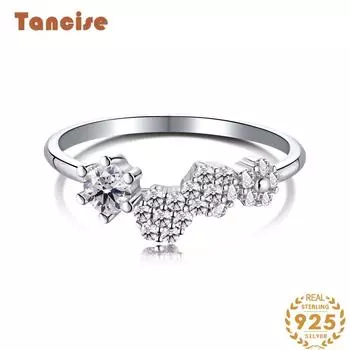 Танцизное женское классическое кольцо из стерлингового серебра 925 пробы с цирконом, женские ювелирные изделия, свадебное обещание, подарок для вечеринки 5 серебряный