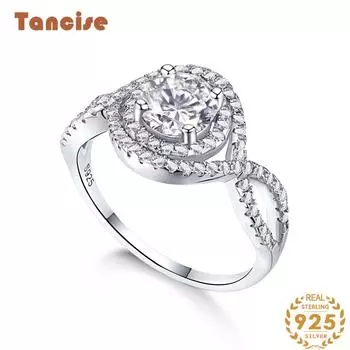 Танцизное женское классическое кольцо из стерлингового серебра 925 пробы с цирконом, женские ювелирные изделия, свадебное обещание, подарок для вечеринки 5 серебряный