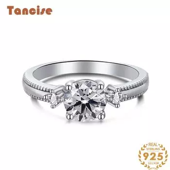Танцизное женское классическое кольцо из стерлингового серебра 925 пробы с цирконом, женские ювелирные изделия, свадебное обещание, подарок для вечеринки 5 серебряный
