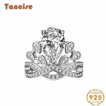 Танцизное женское классическое кольцо из стерлингового серебра 925 пробы с цирконом, женские ювелирные изделия, свадебное обещание, подарок для вечеринки 10 серебряный