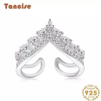 Танцизное женское классическое кольцо из стерлингового серебра 925 пробы с цирконом, женские ювелирные изделия, свадебное обещание, подарок для вечеринки 6 золотой