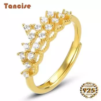 Танцизное женское классическое кольцо из стерлингового серебра 925 пробы с цирконом, женские ювелирные изделия, свадебное обещание, подарок для вечеринки Resizable