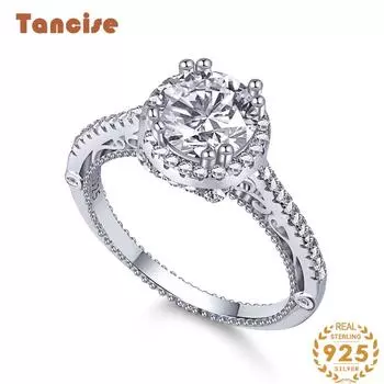 Танцизное женское классическое кольцо из стерлингового серебра 925 пробы с цирконом, женские ювелирные изделия, свадебное обещание, подарок для вечеринки 5 серебряный