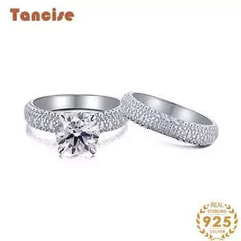 Танцизное женское классическое кольцо из стерлингового серебра 925 пробы с цирконом, женские ювелирные изделия, свадебное обещание, подарок для вечеринки 5 серебряный