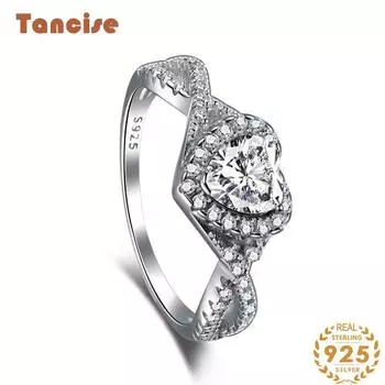 Танцизное женское классическое кольцо из стерлингового серебра 925 пробы с цирконом, женские ювелирные изделия, свадебное обещание, подарок для вечеринки 5 серебряный