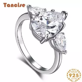 Танцизное женское классическое кольцо из стерлингового серебра 925 пробы с цирконом, женские ювелирные изделия, свадебное обещание, подарок для вечеринки 5 серебряный