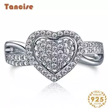 Танцизное женское классическое кольцо из стерлингового серебра 925 пробы с цирконом, женские ювелирные изделия, свадебное обещание, подарок для вечеринки 5 серебряный