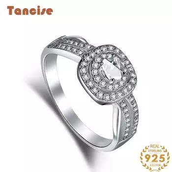 Танцизное женское классическое кольцо из стерлингового серебра 925 пробы с цирконом, женские ювелирные изделия, свадебное обещание, подарок для вечеринки 5 серебряный