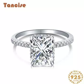 Танцизное женское классическое кольцо из стерлингового серебра 925 пробы с цирконом, женские ювелирные изделия, свадебное обещание, подарок для вечеринки 6 серебряный