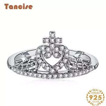 Танцизное женское классическое кольцо из стерлингового серебра 925 пробы с цирконом, женские ювелирные изделия, свадебное обещание, подарок для вечеринки 5 серебряный