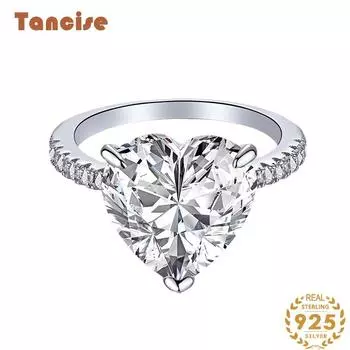 Танцизное женское классическое кольцо из стерлингового серебра 925 пробы с цирконом, женские ювелирные изделия, свадебное обещание, подарок для вечеринки 5 серебряный