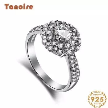 Танцизное женское классическое кольцо из стерлингового серебра 925 пробы с цирконом, женские ювелирные изделия, свадебное обещание, подарок для вечеринки 5 серебряный