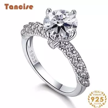 Танцизное женское классическое кольцо из стерлингового серебра 925 пробы с цирконом, женские ювелирные изделия, свадебное обещание, подарок для вечеринки 5 серебряный