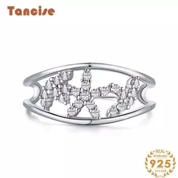 Танцизное женское классическое кольцо из стерлингового серебра 925 пробы с цирконом, женские ювелирные изделия, свадебное обещание, подарок для вечеринки 5 серебряный