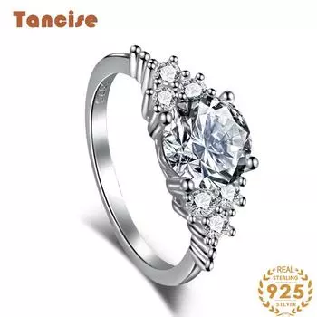 Танцизное женское классическое кольцо из стерлингового серебра 925 пробы с цирконом, женские ювелирные изделия, свадебное обещание, подарок для вечеринки 5 серебряный