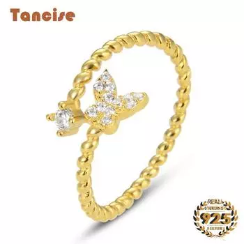 Танцизное женское классическое кольцо из стерлингового серебра 925 пробы с цирконом, женские ювелирные изделия, свадебное обещание, подарок для вечеринки Resizable