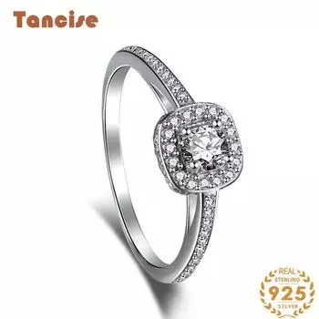 Танцизное женское классическое кольцо из стерлингового серебра 925 пробы с цирконом, женские ювелирные изделия, свадебное обещание, подарок для вечеринки 5 серебряный