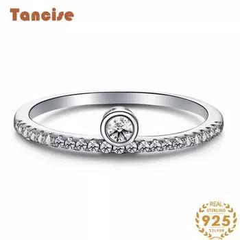 Танцизное женское классическое кольцо из стерлингового серебра 925 пробы с цирконом, женские ювелирные изделия, свадебное обещание, подарок для вечеринки 5 серебряный