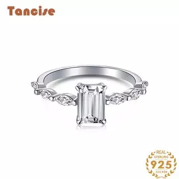 Танцизное женское классическое кольцо из стерлингового серебра 925 пробы с цирконом, женские ювелирные изделия, свадебное обещание, подарок для вечеринки 5 серебряный