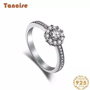 Танцизное женское классическое кольцо из стерлингового серебра 925 пробы с цирконом, женские ювелирные изделия, свадебное обещание, подарок для вечеринки 5 серебряный